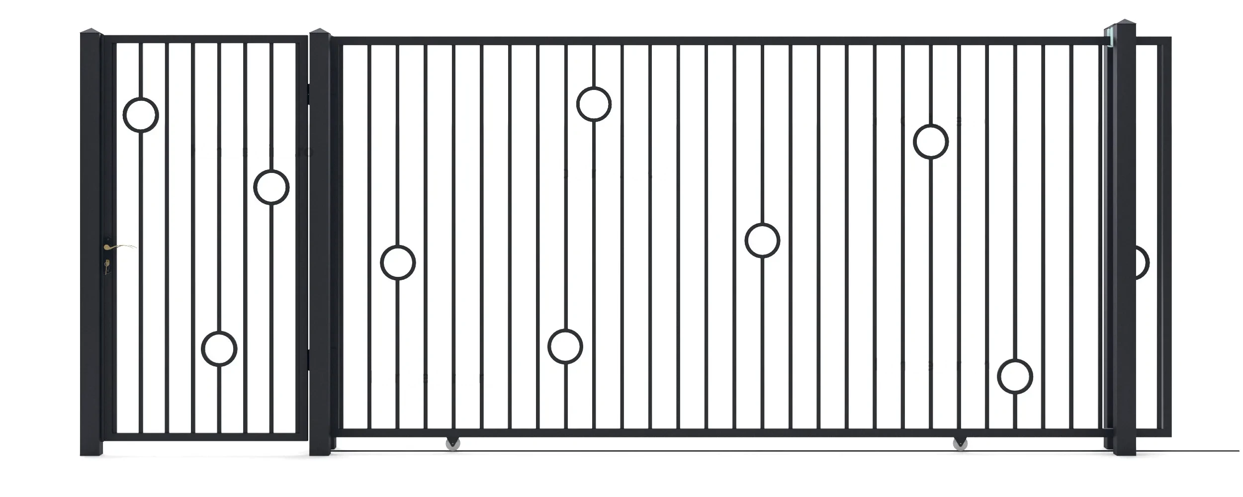 Bramy metalowe Lights (KP107) — wjazdowa i furtka