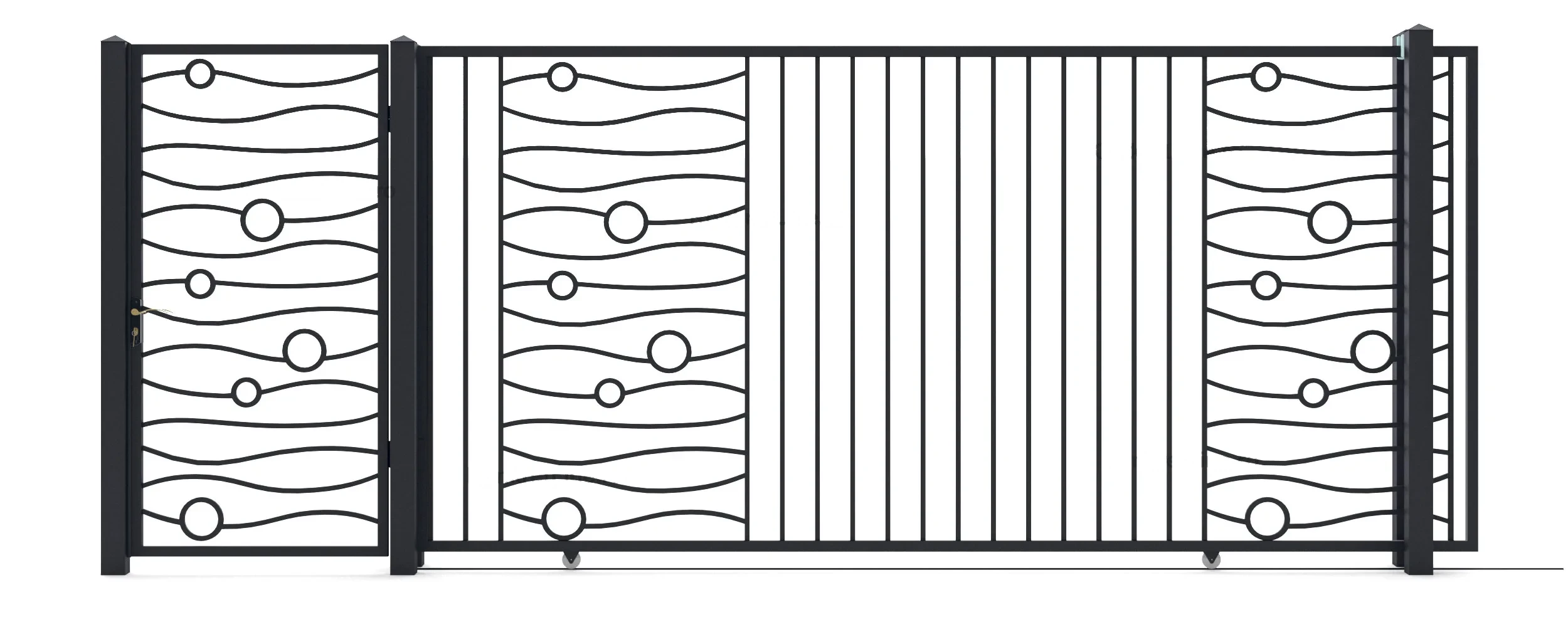 Bramy metalowe Ocean (KP125) — wjazdowa i furtka