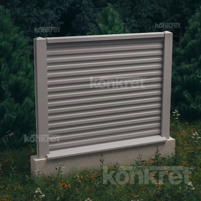 Ogrodzenie betonowe Liner (KM100), wysokość 150 cm, szare (standardowe)