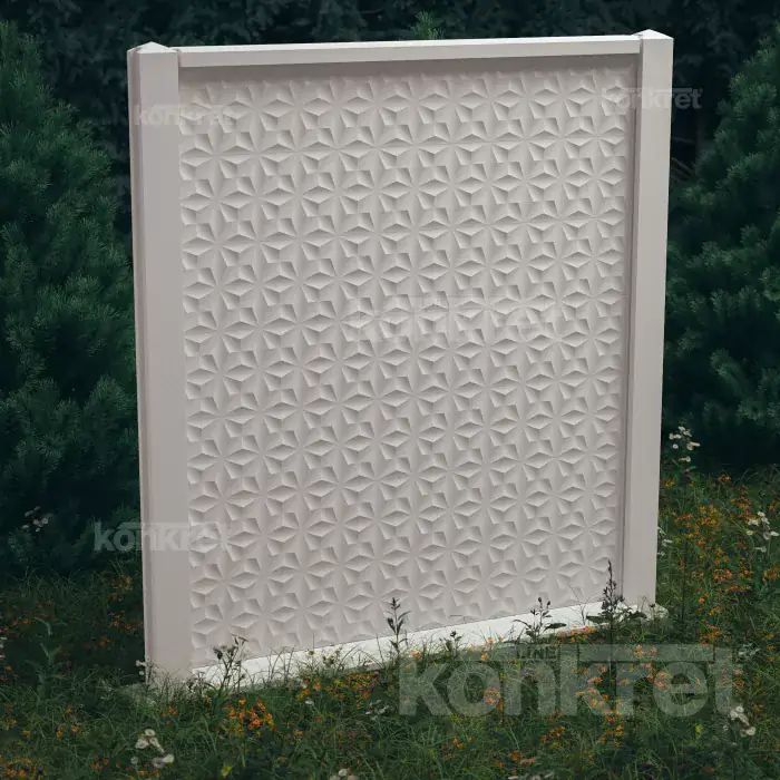Ogrodzenie betonowe Flower (KM200), wysokość 210 cm, biały (premium)
