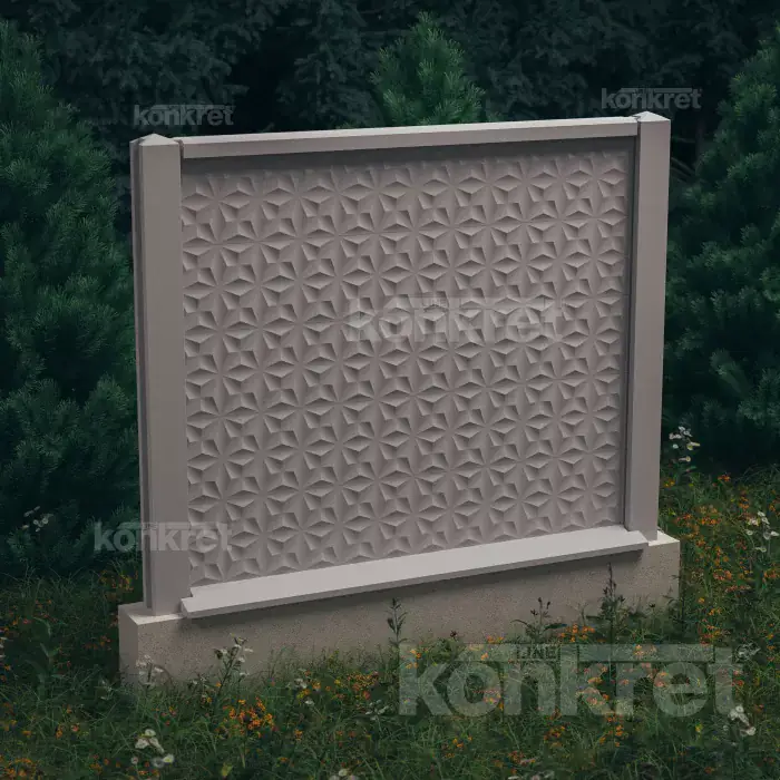 Ogrodzenie betonowe Flower (KM200), wysokość 150 cm, szary (standard)