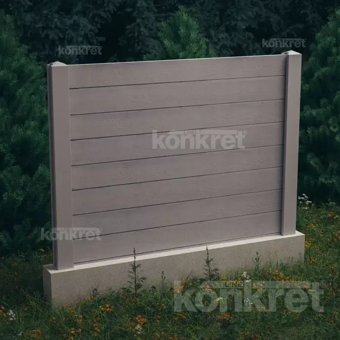 Ogrodzenie betonowe Douglas (KM301), wysokość 160 cm, szare (standardowe)