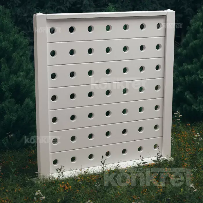 Ogrodzenie betonowe Lights (KV202), wysokość 210 cm, białe (premium)