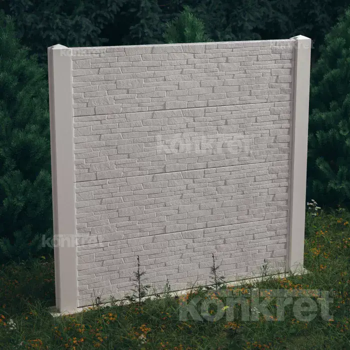 Ogrodzenie betonowe Stacked Stone (KT300), wysokość 200 cm, białe (premium)