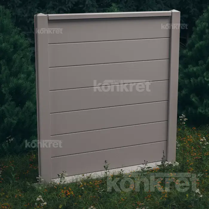 Ogrodzenie betonowe Simple (KV100), wysokość 210 cm, szare (standardowe)