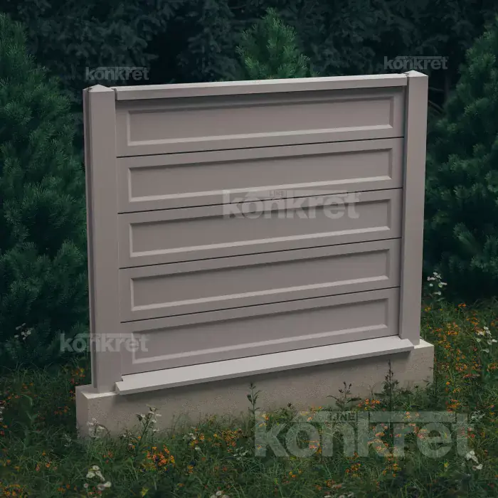 Ogrodzenie betonowe Smooth-Rebated (KS900), wysokość 150 cm, szare (standardowe)