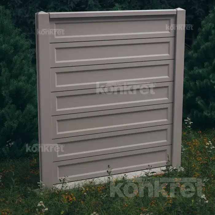 Ogrodzenie betonowe Smooth-Rebated (KS900), wysokość 210 cm, szare (standardowe)