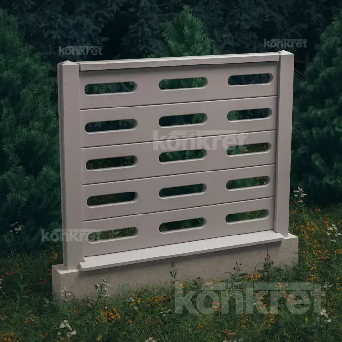Ogrodzenie betonowe Visio (KV201), wysokość 150 cm, kolor szary (standardowy)